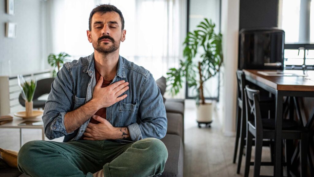 Mindfulness breathing exercise used to cope with triggers in addiction recovery